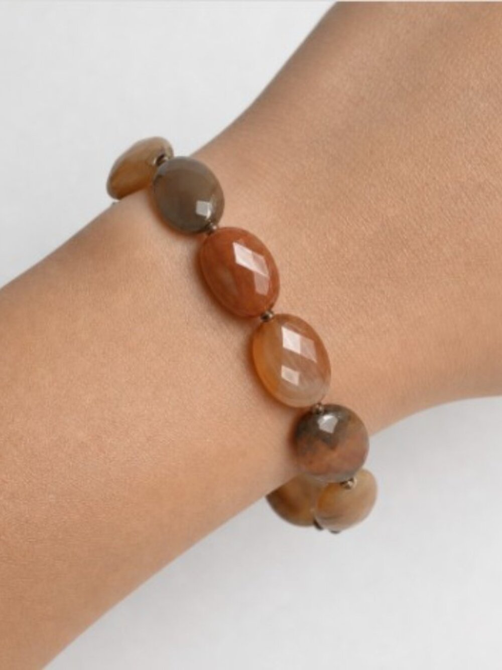 Handmade Faceted Flat Oval Agate Bracelet with Sterling Silver 925 Clasp – 7” - Picture 3 of 15